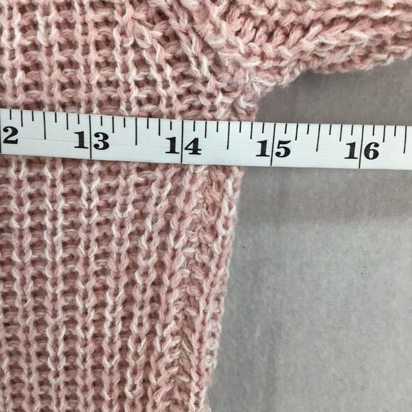 Derek Heart Womens Small Knit Pink Sweater Long Line Loose Cowl Neck Braided - Picture 11 of 16